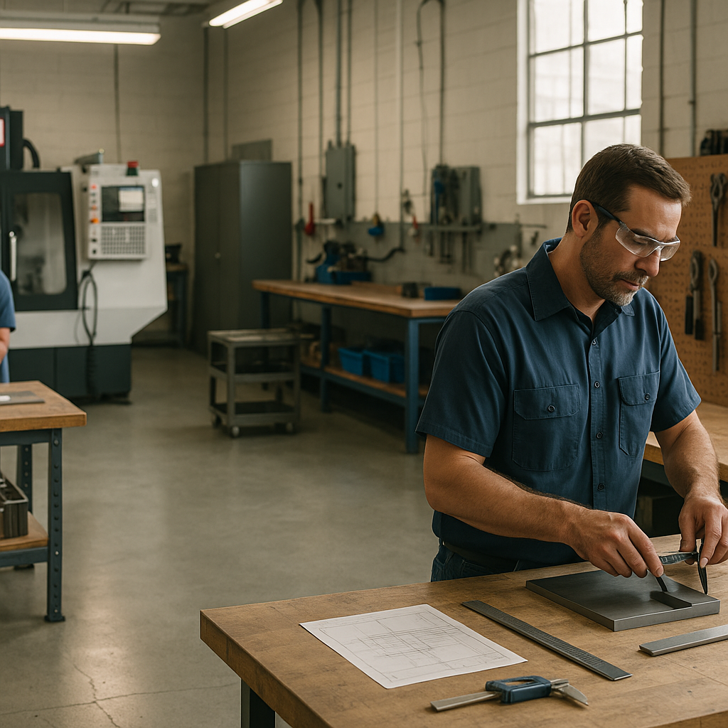 Clean, organized manufacturing shop floor